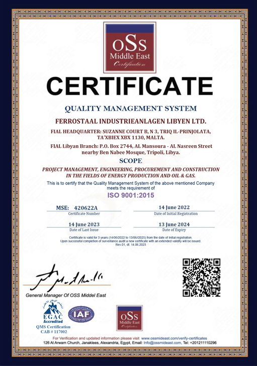 ISO 9001:2015 Certificate